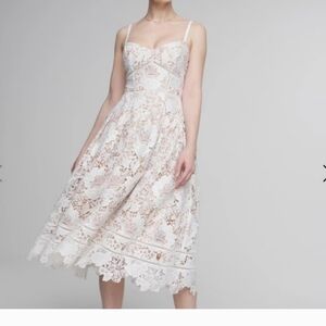 WHBM Sleeveless Lace Fit & Flare Midi Dress